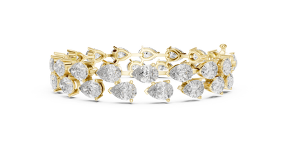 Pear & Round Diamond Cluster Bracelet in Rose Gold | Also in Yellow Gold, Platinum & 925 Silver