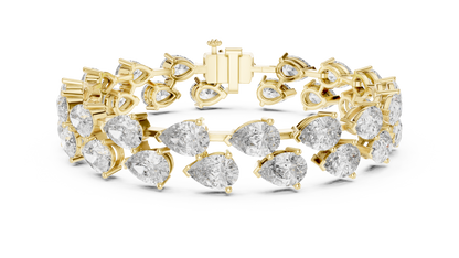 Pear & Round Diamond Cluster Bracelet in Rose Gold | Also in Yellow Gold, Platinum & 925 Silver