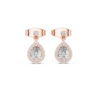 Oval Halo Diamond Drop Earrings | Elegant Dangle Studs