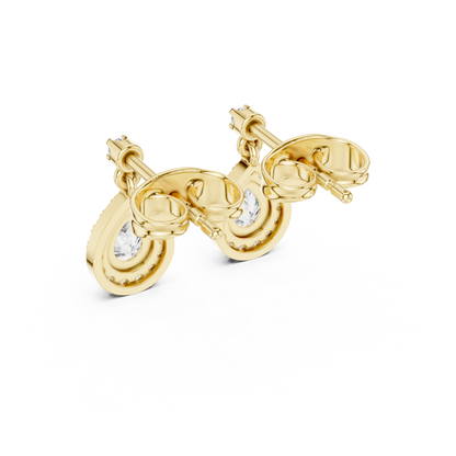 Oval Halo Diamond Drop Earrings | Elegant Dangle Studs