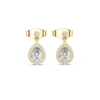 Oval Halo Diamond Drop Earrings | Elegant Dangle Studs