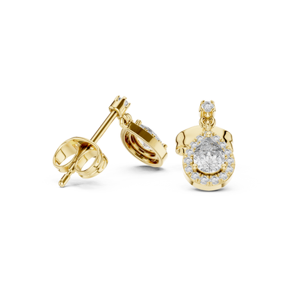Oval Halo Diamond Drop Earrings | Elegant Dangle Studs