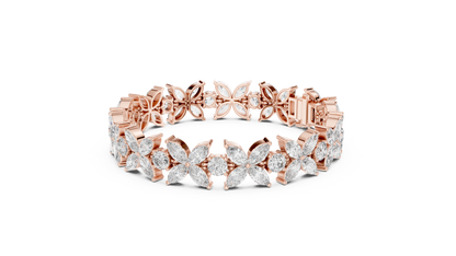 Floral Marquise Diamond Bracelet in White Metal | Available in Gold, Silver & Platinum