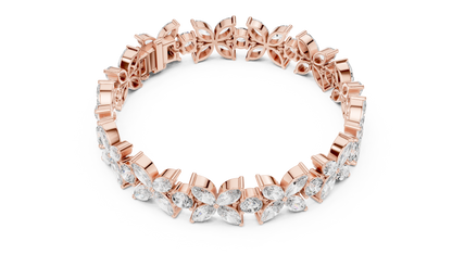 Floral Marquise Diamond Bracelet in White Metal | Available in Gold, Silver & Platinum