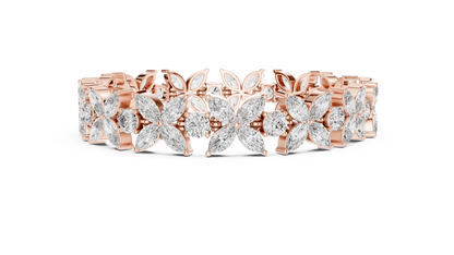 Floral Marquise Diamond Bracelet in White Metal | Available in Gold, Silver & Platinum