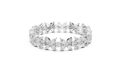 Floral Marquise Diamond Bracelet in White Metal | Available in Gold, Silver & Platinum
