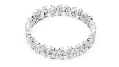 Floral Marquise Diamond Bracelet in White Metal | Available in Gold, Silver & Platinum
