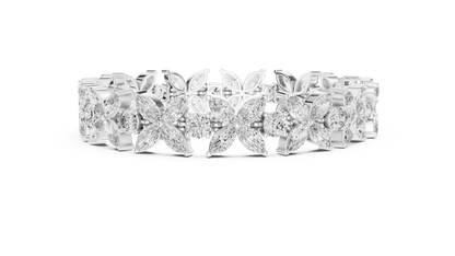 Floral Marquise Diamond Bracelet in White Metal | Available in Gold, Silver & Platinum