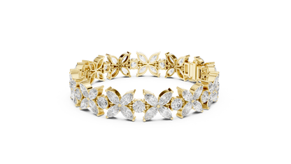 Floral Marquise Diamond Bracelet in White Metal | Available in Gold, Silver & Platinum