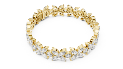 Floral Marquise Diamond Bracelet in White Metal | Available in Gold, Silver & Platinum