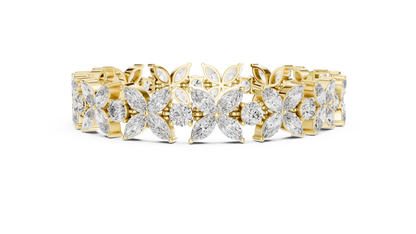 Floral Marquise Diamond Bracelet in White Metal | Available in Gold, Silver & Platinum