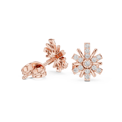 Floral Burst Diamond Stud Earrings | Radiant Bloom Design