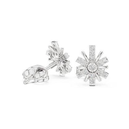 Floral Burst Diamond Stud Earrings | Radiant Bloom Design