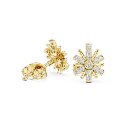 Floral Burst Diamond Stud Earrings | Radiant Bloom Design