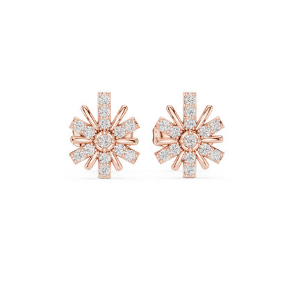 Floral Burst Diamond Stud Earrings | Radiant Bloom Design