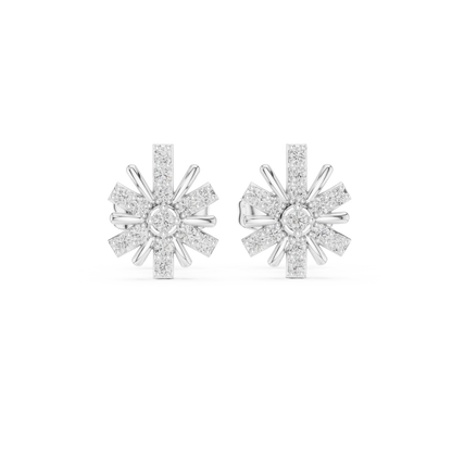 Floral Burst Diamond Stud Earrings | Radiant Bloom Design