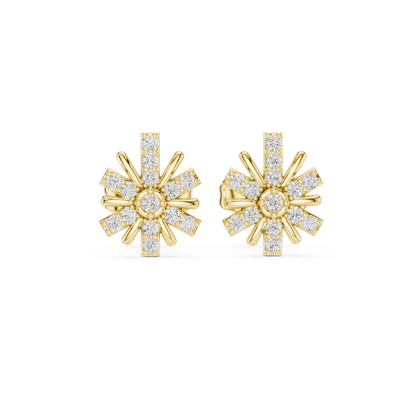 Floral Burst Diamond Stud Earrings | Radiant Bloom Design
