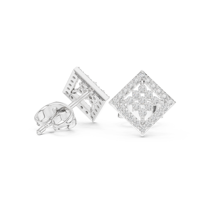 Geometric Diamond Stud Earrings | Contemporary Square Elegance