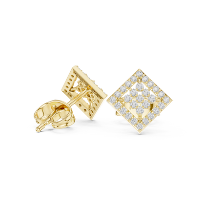 Geometric Diamond Stud Earrings | Contemporary Square Elegance