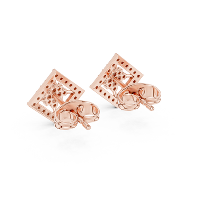 Geometric Diamond Stud Earrings | Contemporary Square Elegance