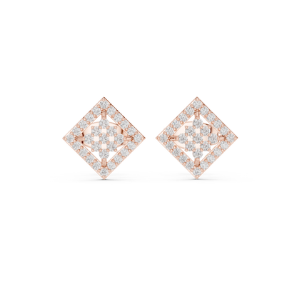 Geometric Diamond Stud Earrings | Contemporary Square Elegance