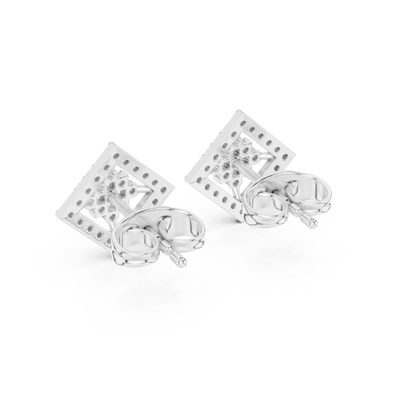 Geometric Diamond Stud Earrings | Contemporary Square Elegance