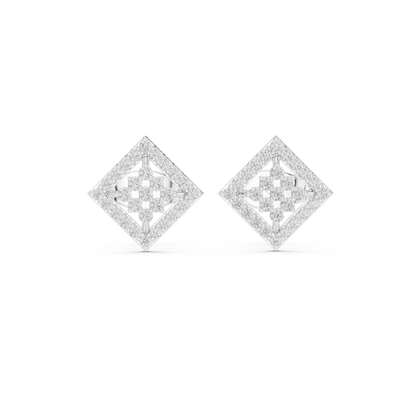 Geometric Diamond Stud Earrings | Contemporary Square Elegance