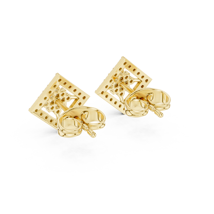 Geometric Diamond Stud Earrings | Contemporary Square Elegance