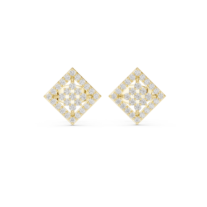 Geometric Diamond Stud Earrings | Contemporary Square Elegance