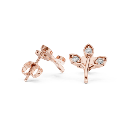 Leaf-Inspired Diamond Stud Earrings – Rose Gold