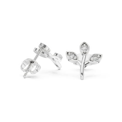 Leaf-Inspired Diamond Stud Earrings – Rose Gold