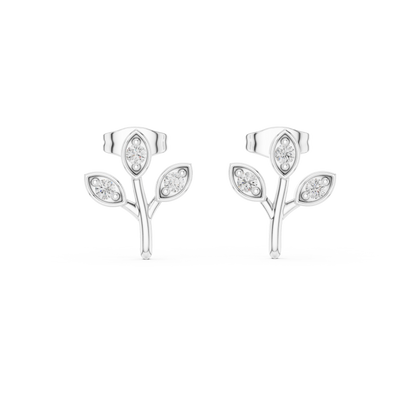 Leaf-Inspired Diamond Stud Earrings – Rose Gold
