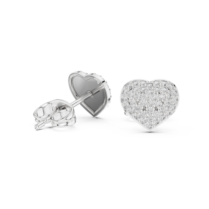 Pavé Diamond Heart Stud Earrings – Rose Gold