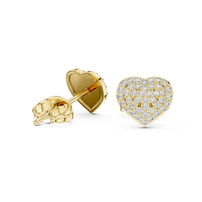 Pavé Diamond Heart Stud Earrings – Rose Gold