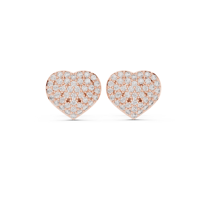Pavé Diamond Heart Stud Earrings – Rose Gold