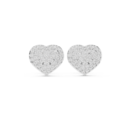 Pavé Diamond Heart Stud Earrings – Rose Gold