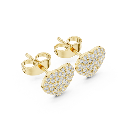 Pavé Diamond Heart Stud Earrings – Rose Gold