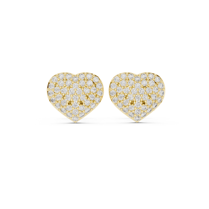 Pavé Diamond Heart Stud Earrings – Rose Gold