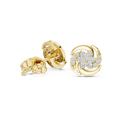 Diamond Halo Circle Stud Earrings – Rose Gold