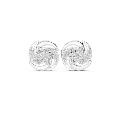 Diamond Halo Circle Stud Earrings – Rose Gold