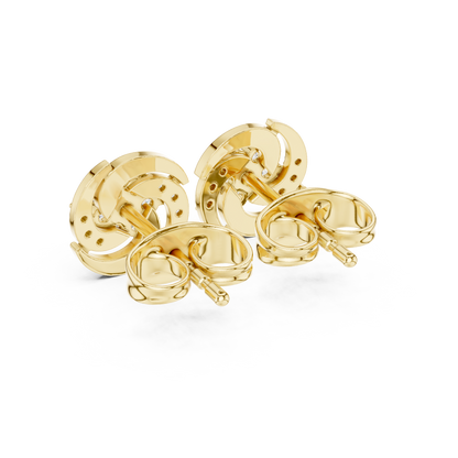 Diamond Halo Circle Stud Earrings – Rose Gold
