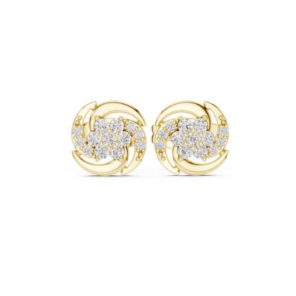Diamond Halo Circle Stud Earrings – Rose Gold