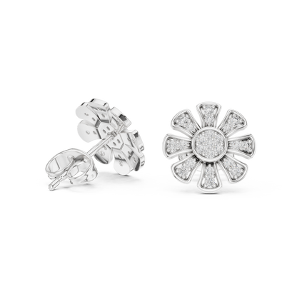 Floral Diamond Stud Earrings – Rose Gold Finish