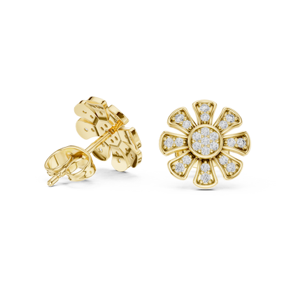 Floral Diamond Stud Earrings – Rose Gold Finish