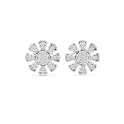 Floral Diamond Stud Earrings – Rose Gold Finish
