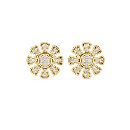 Floral Diamond Stud Earrings – Rose Gold Finish