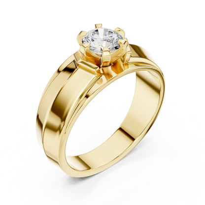 Men’s Solitaire Diamond Ring | Classic 6-Prong Setting Band