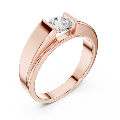 Men’s Modern Channel-Set Solitaire Ring | Sleek Tension Style