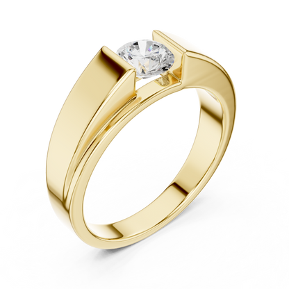 Men’s Modern Channel-Set Solitaire Ring | Sleek Tension Style