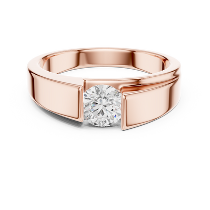 Men’s Modern Channel-Set Solitaire Ring | Sleek Tension Style